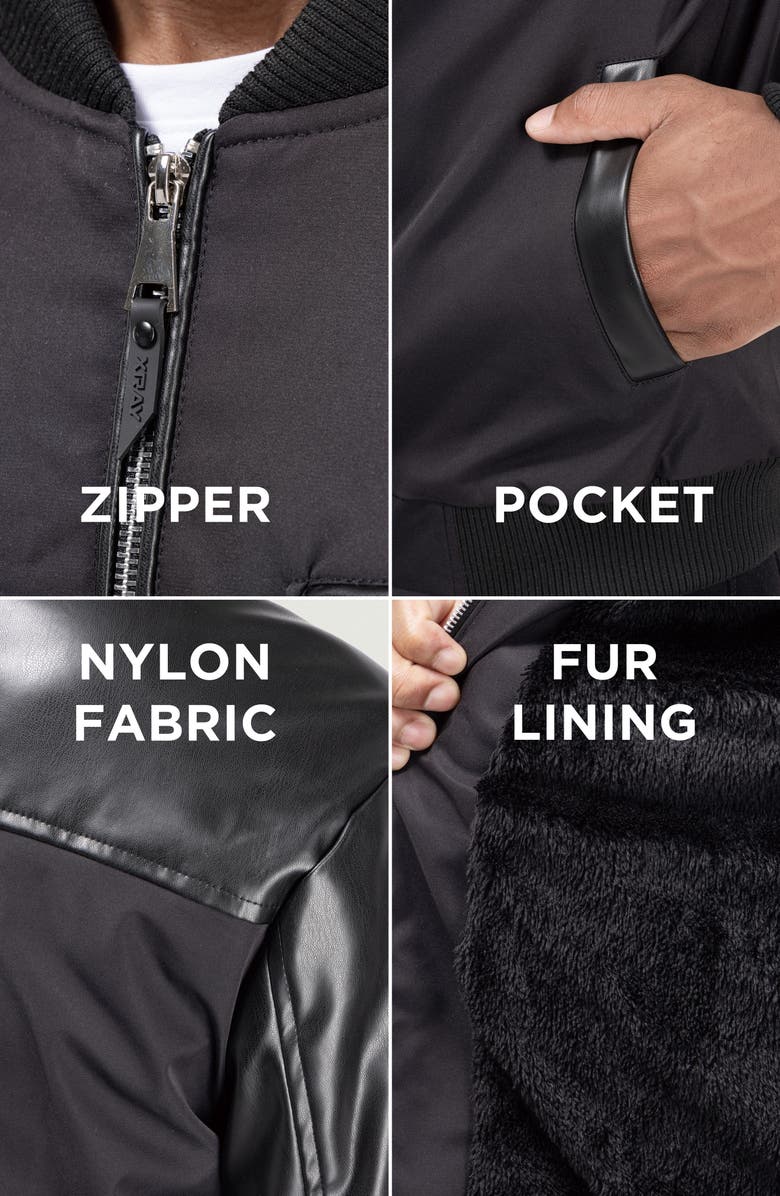 XRAY Faux Fur Lined Quilted Moto Jacket, Alternate, color, Black