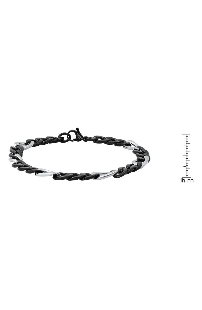 HMY JEWELRY Stainless Steel Two Tone Black IP Chain Bracelet, Alternate, color, Two Tone