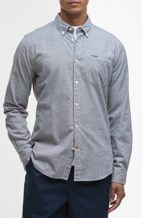 Huntly Mini Houndstooth Check Cotton Button-Down Shirt