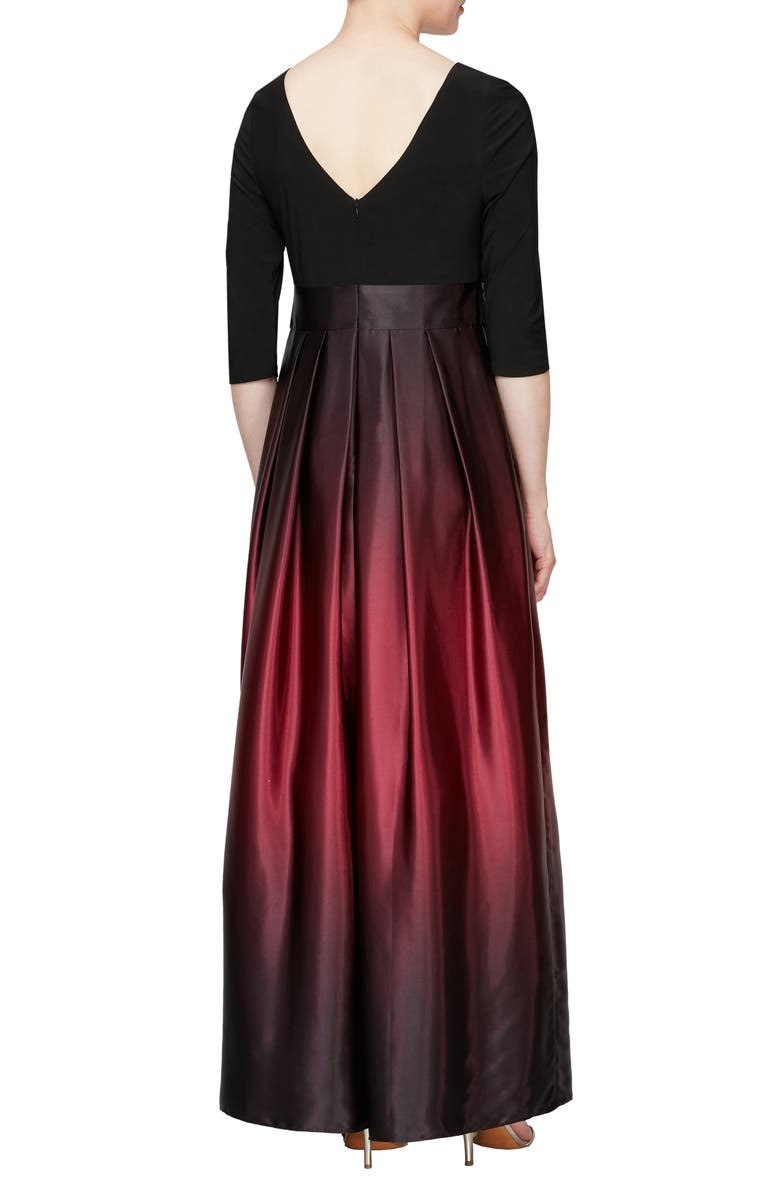 SL FASHIONS 3/4 Length Sleeve Ombre Dress, Alternate, color, Fig