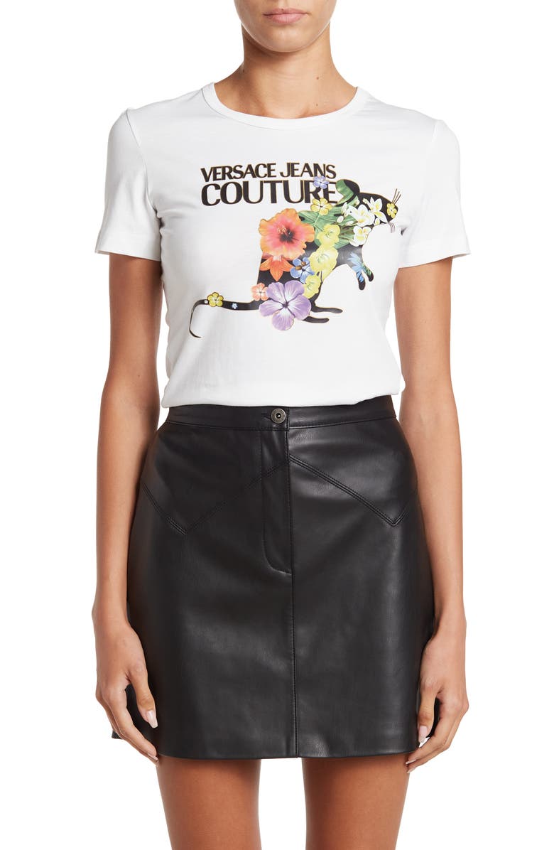 Versace Jeans Floral Logo Print T-Shirt, Main, color,
