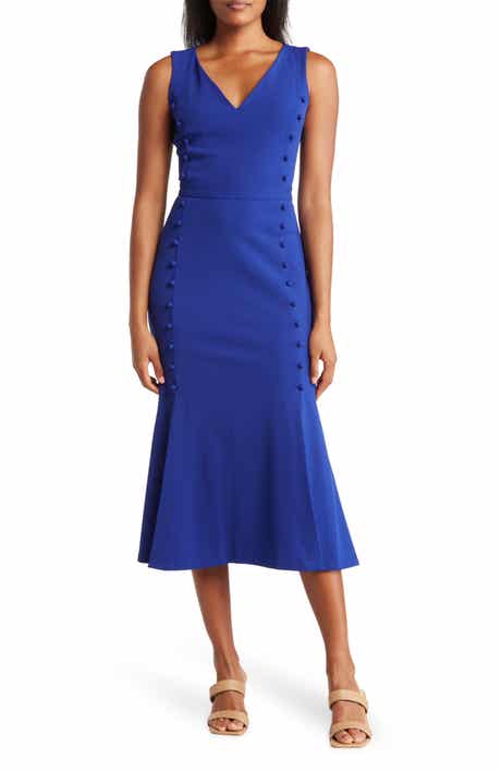Calvin Klein Sleeveless Button Accent Midi Dress