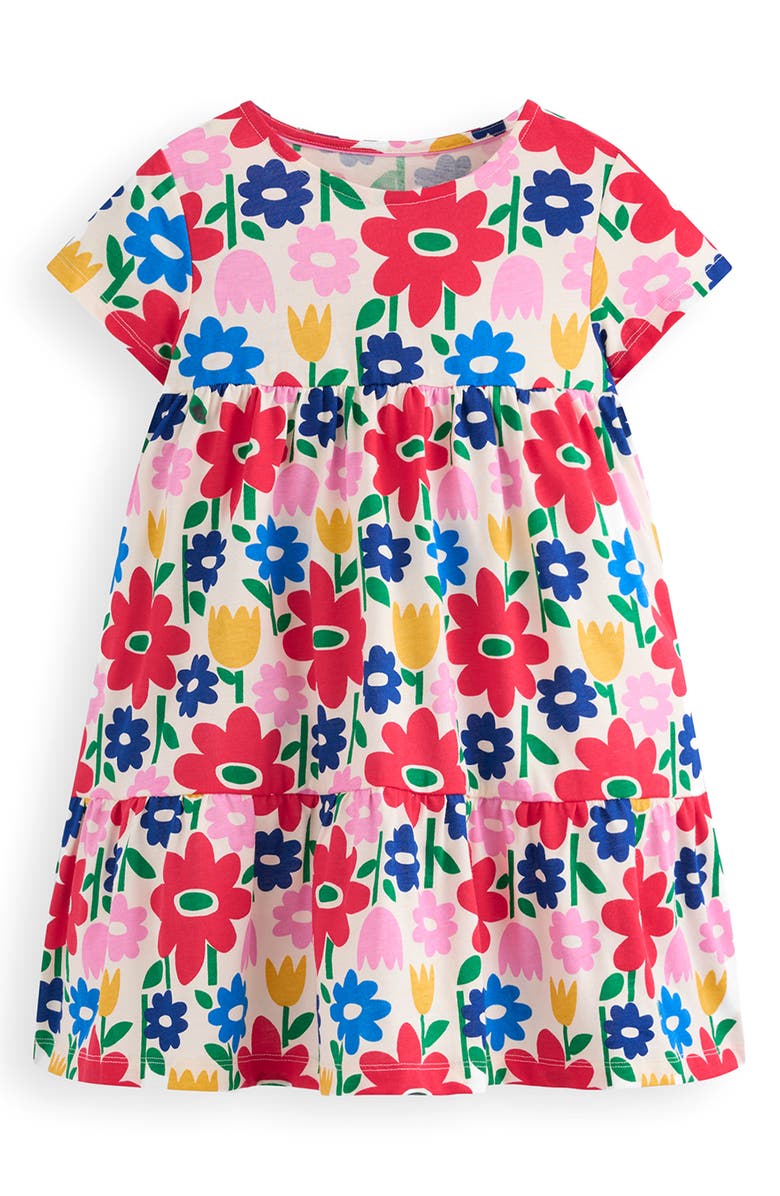 Mini Boden Kids' Ariel Twirly Cotton Jersey Dress, Main, color, Multi Pop Flower