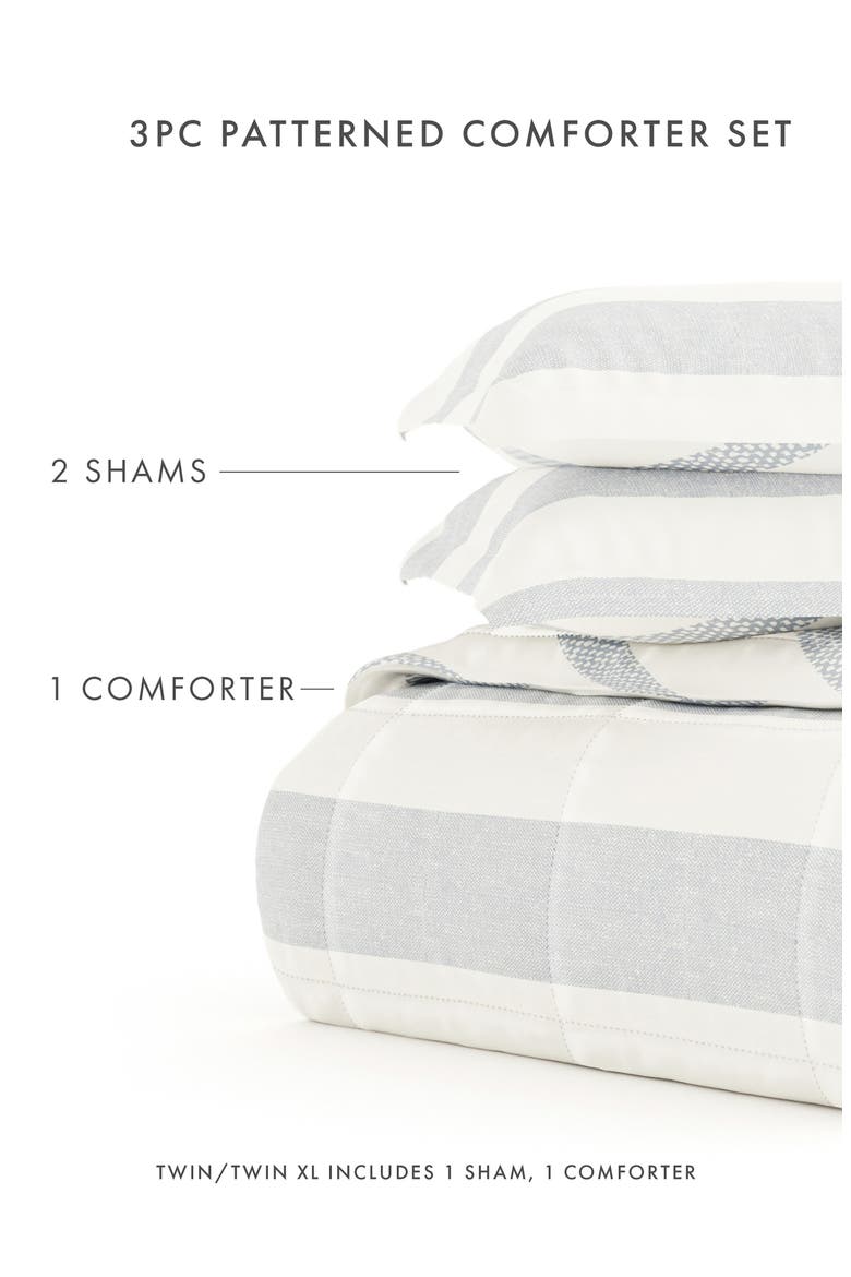 Premium Down Alternative Distressed Stripe Reversible Comforter Set, Alternate, color, LIGHT BLUE