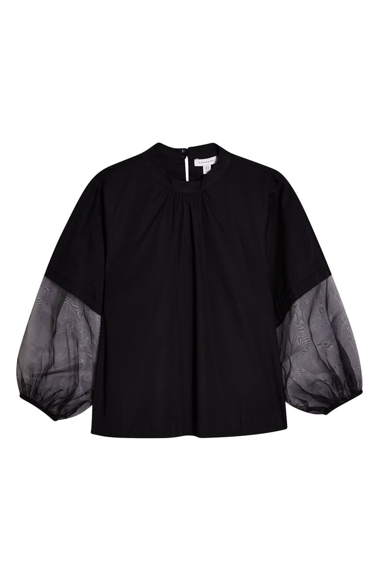 Topshop Organza Sleeve Blouse, Alternate, color,