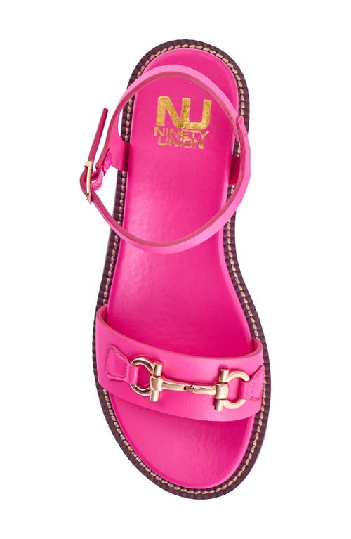 Ninety Union Madison Ankle Strap Flat Sandal In Fuchsia