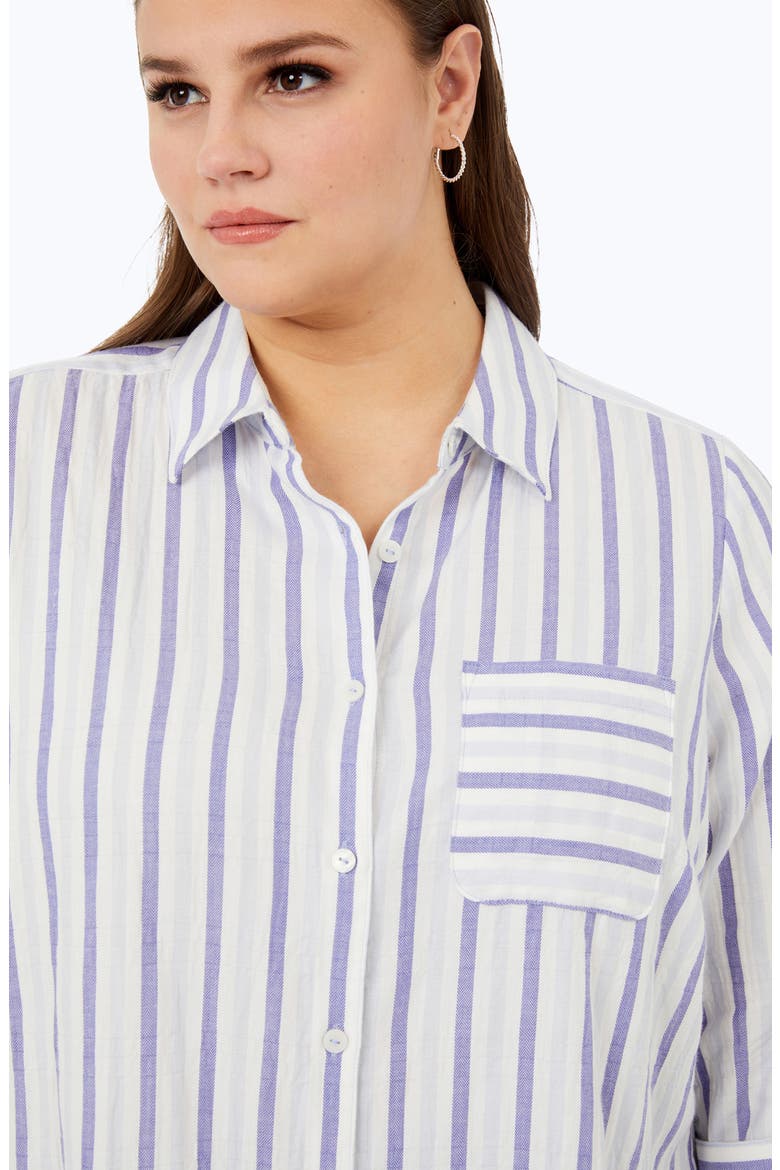 Germaine Soft Stripe Cotton Blend Tunic Shirt, Alternate, color, BLUE MULTI