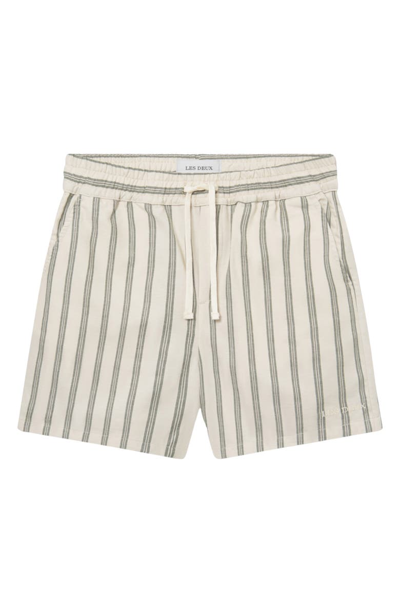 Les Deux Lawson Stripe Shorts, Main, color, Ivory/Chive Green