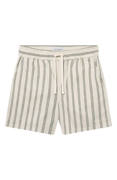 Les Deux Lawson Drawstring 5 Shorts In Ivory/chive Green