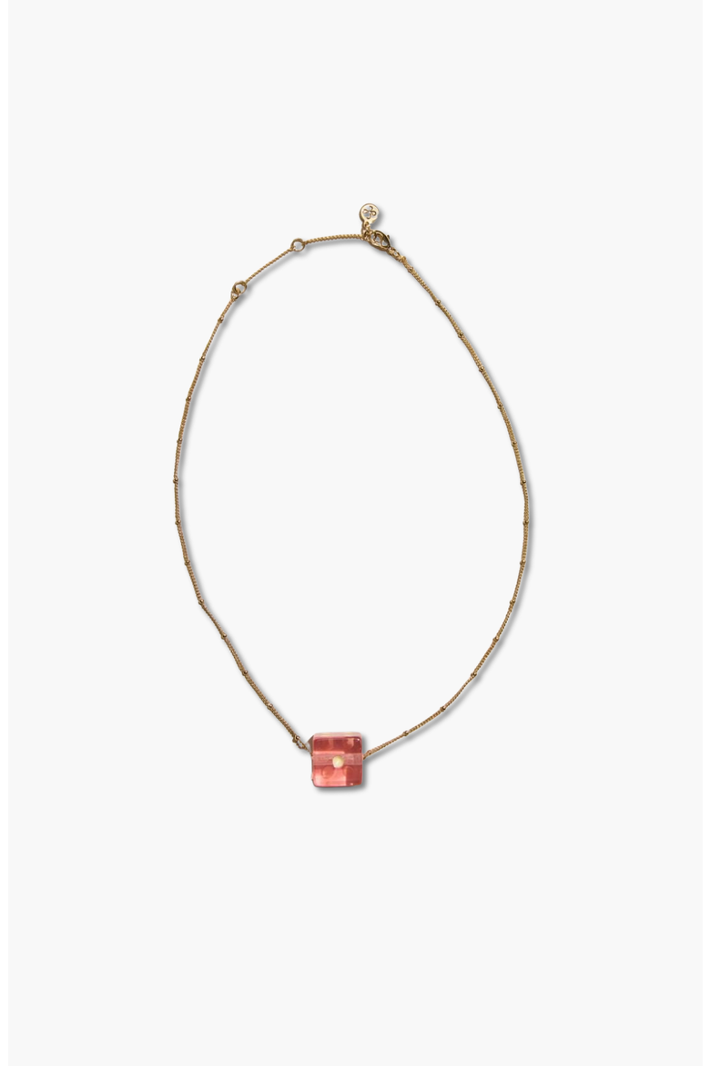 Dice Charm Necklace, Main, color, Pink/ Gold