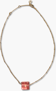 Nickel & Suede Dice Charm Necklace