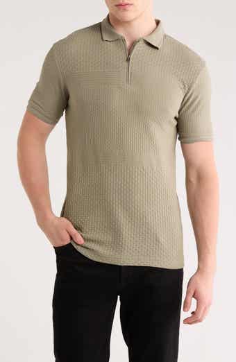 Cactus Man Textured Half Zip Knit Polo