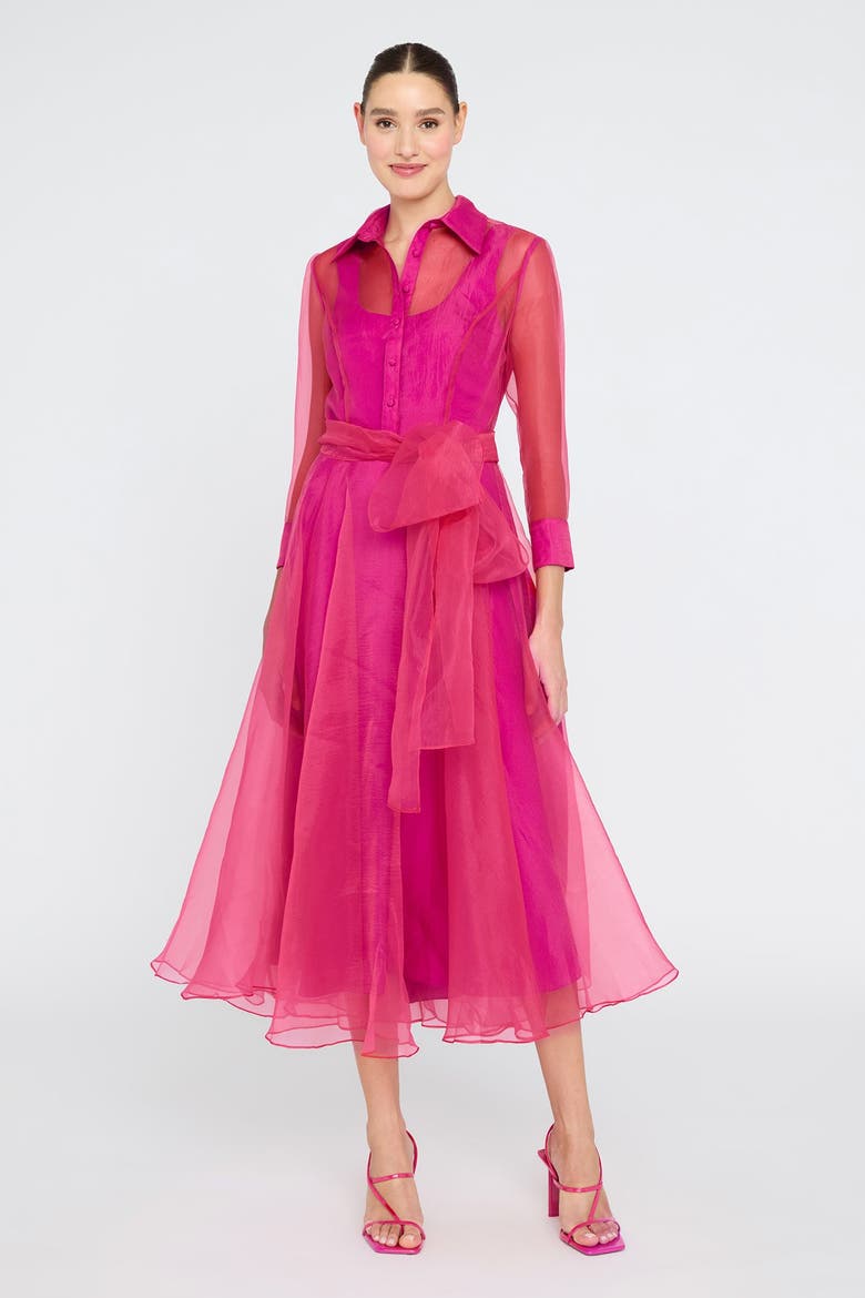 Starlette Organza Shirt Dress, Main, color, Sunset Fuscia