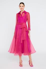 Theia Starlette Organza Shirt Dress
