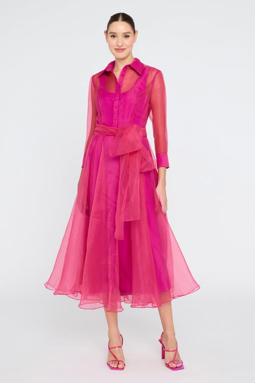 Theia Starlette Organza Shirt Dress In Pink