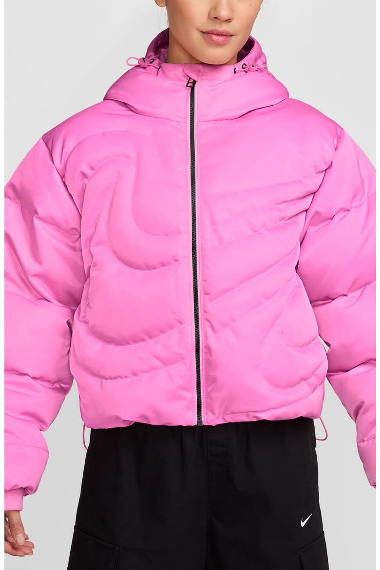 Swoosh Quilted Down Crop Puffer Jacket, Main, color, PINK SPLASH/ PINK SPLASH