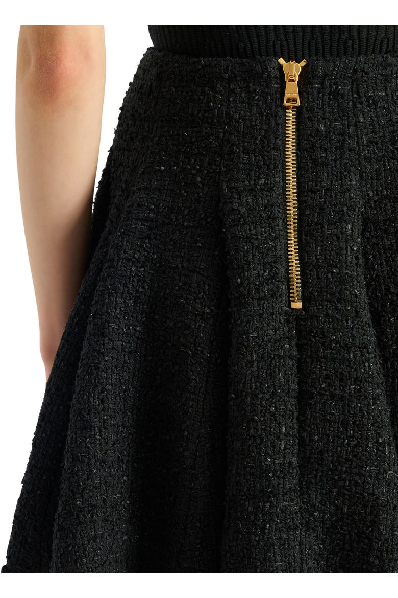 Flared tweed skirt, Alternate, color, black