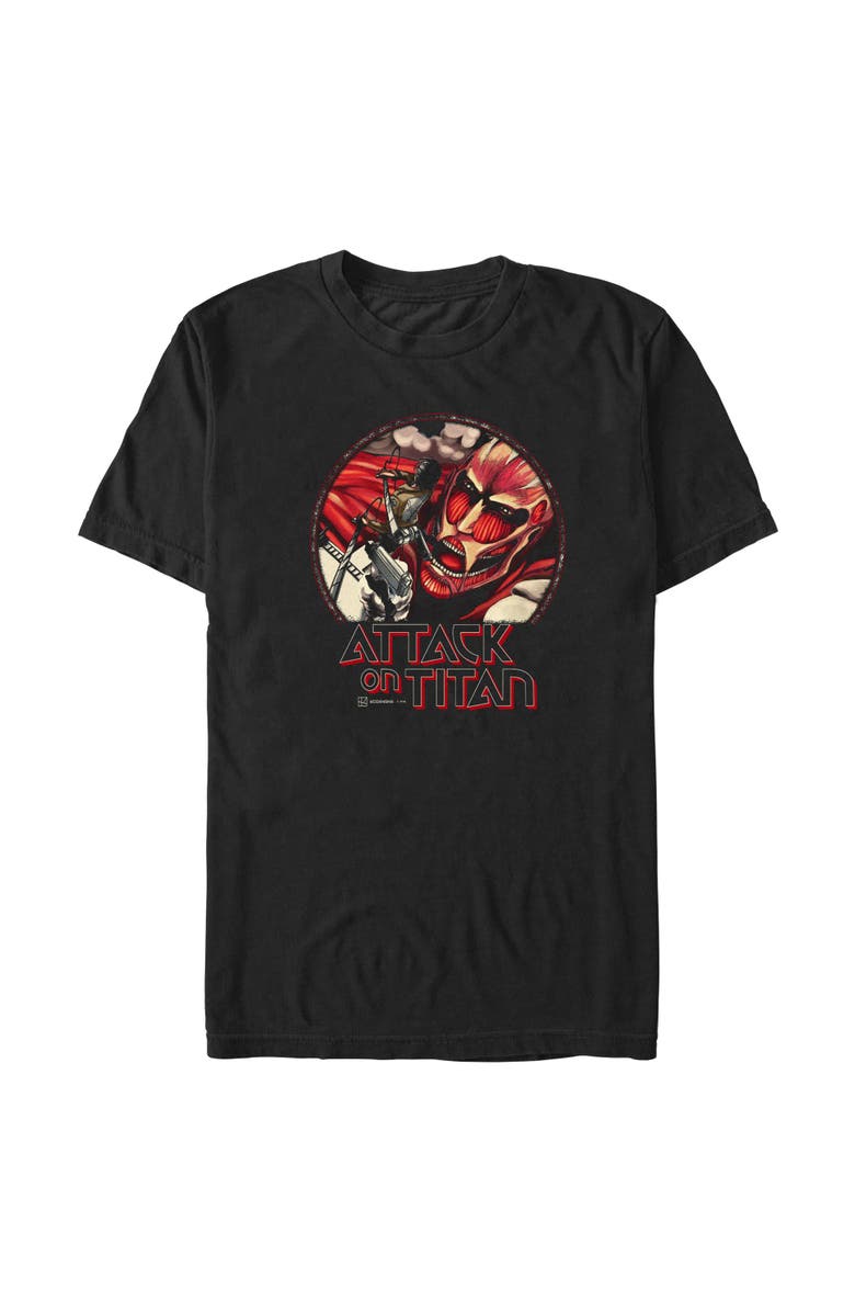 Attack on Titan Men's Attack on Titan Eren Vs. Colossal Cover  Graphic T-Shirt, Alternate, color, Black