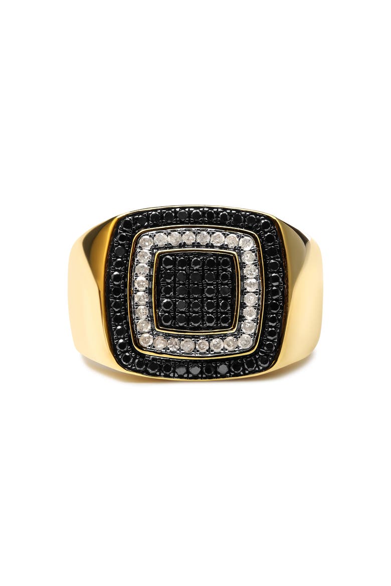 Men's 10K Yellow Gold 3/4 Cttw White and Black Treated Diamond Ring Band, Main, color, Yellow