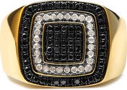 Haus of Brilliance Men's 10K Yellow Gold 3/4 Cttw White and Black Treated Diamond Ring Band