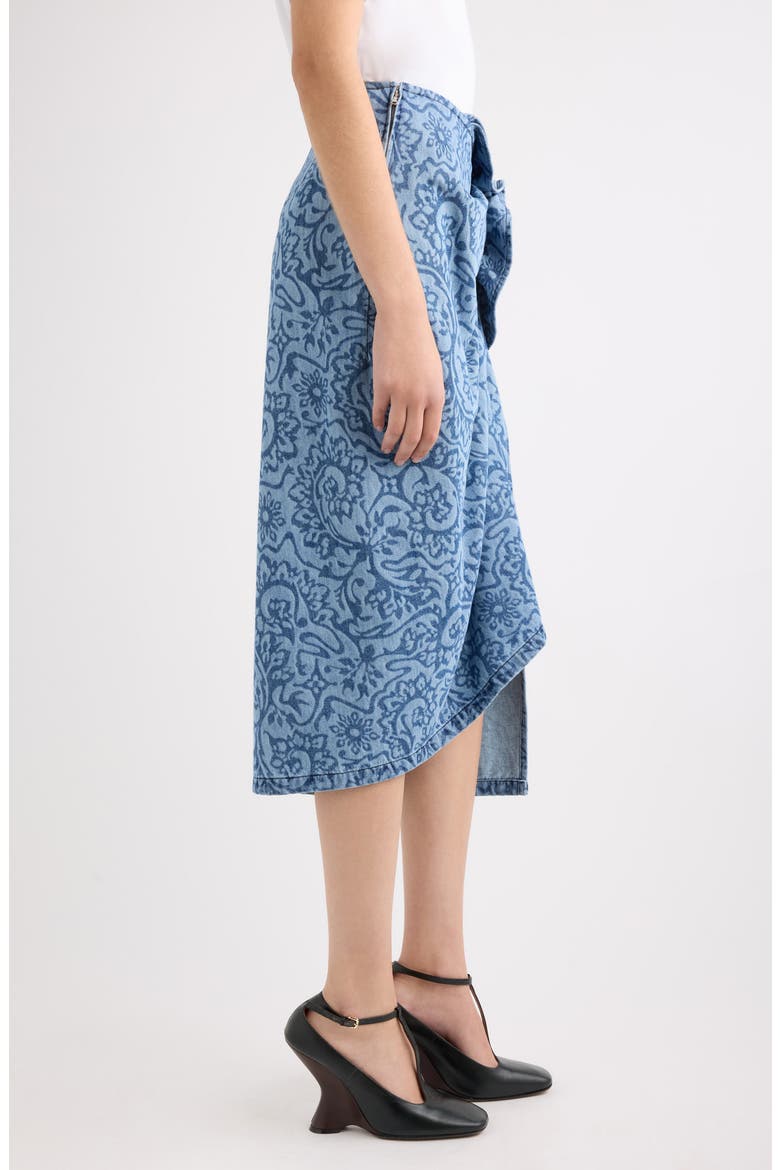 Sinas Lasered Stonewash Denim Midi Skirt, Alternate, color, BLUE