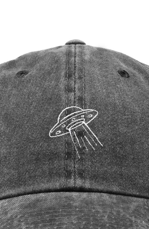 Dalix Ufo Embroidered Adjustable Dad Cap In Washed Black