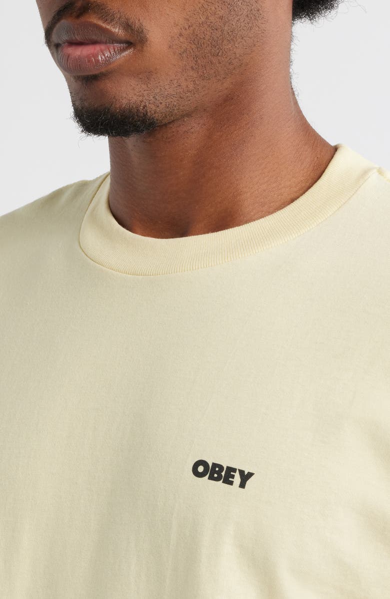 Obey Quarter Icon Graphic T-Shirt, Alternate, color, Pale Yellow