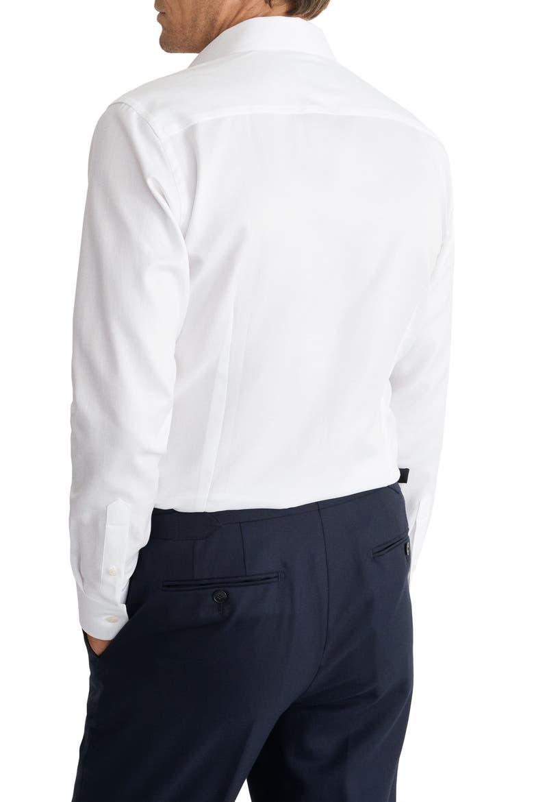 Slim Fit Herringbone Cotton Shirt, Alternate, color, WHITE