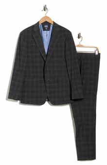 Original Penguin Grey Plaid Notch Lapel Wool Blend Suit