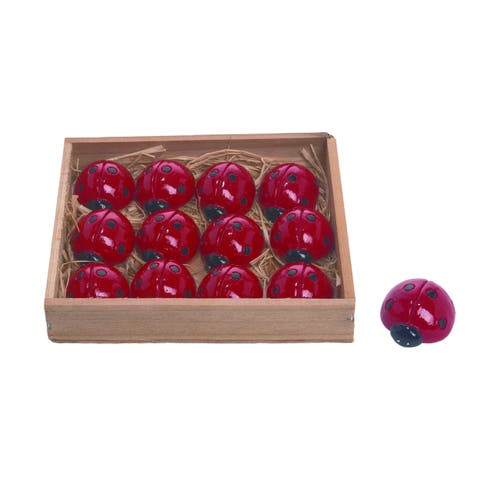 Resin 6 in. Multicolor Spring Ladybugs In Box Set of 12