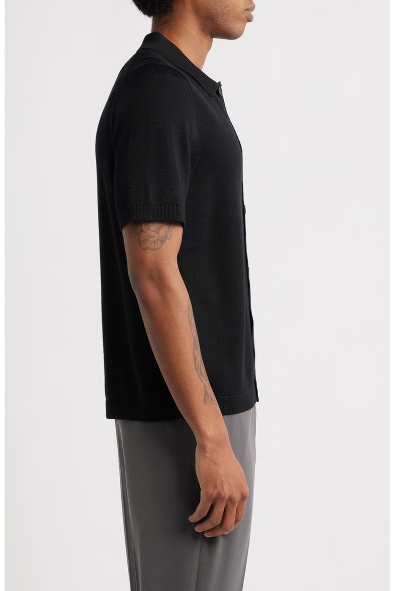 Short Sleeve Button-Up Cardigan, Alternate, color, BLACK