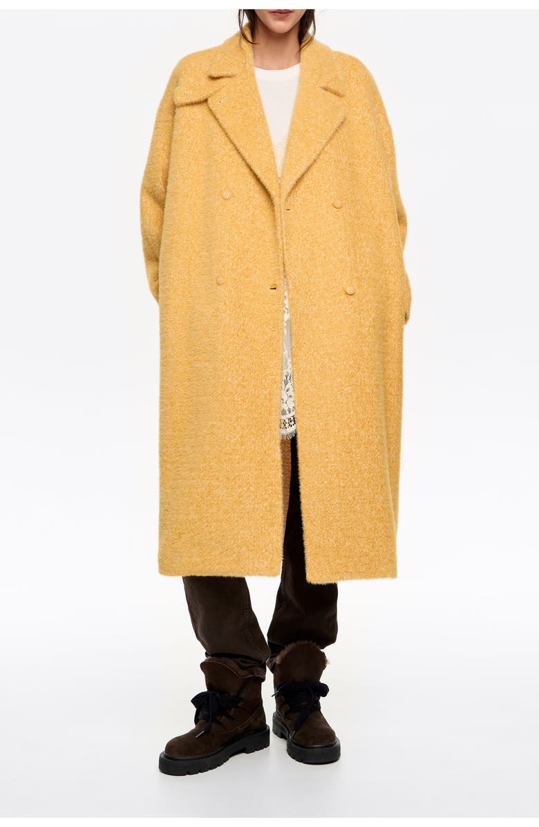 Bimba y Lola Structured Fur Coat, Main, color, Yellow