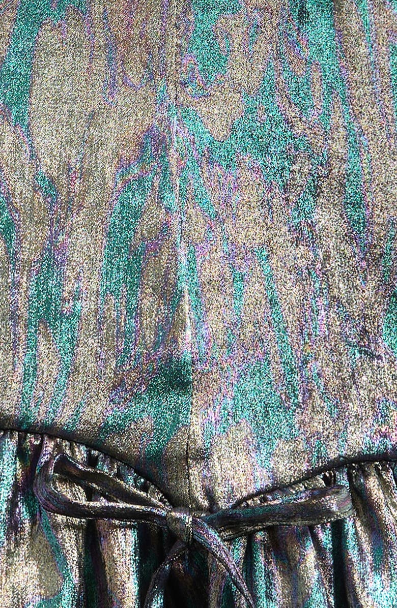 Ava & Yelly Kids' Liquid Shimmer Drop Waist Party Dress, Alternate, color, Green Oil Spill