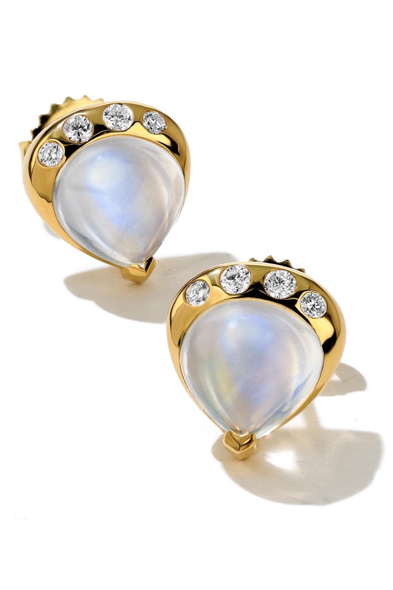 Gumdrop Moonstone & Diamond Stud Earrings, Alternate, color, MOONSTONE