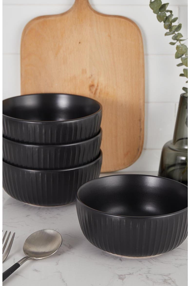 Logan Stoneware 24-Piece Dinnerware Set, Alternate, color, Black 24-Pieces