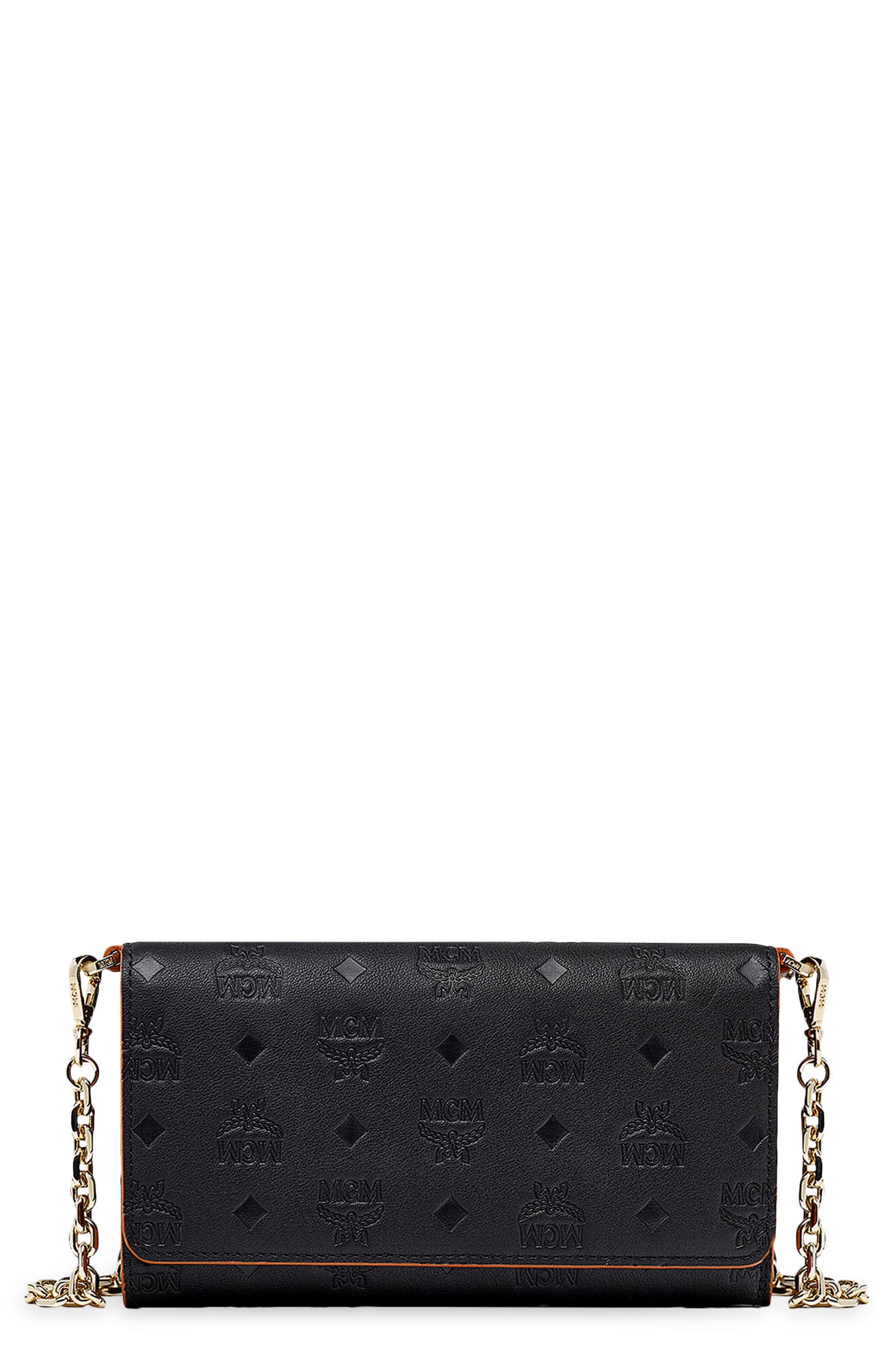 Visetos Leather Wallet on a Chain, Main, color, BLACK