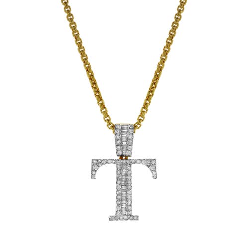 Luvmyjewelry T Initial Diamond Pendant 10k Yellow Gold In 10k Yellow Gold