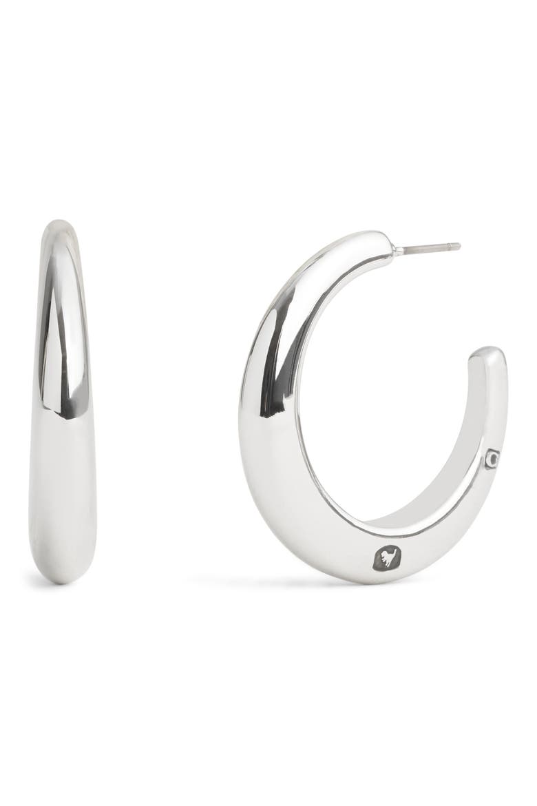 Hallmark Tubular Hoop Earrings, Main, color, RHODIUM