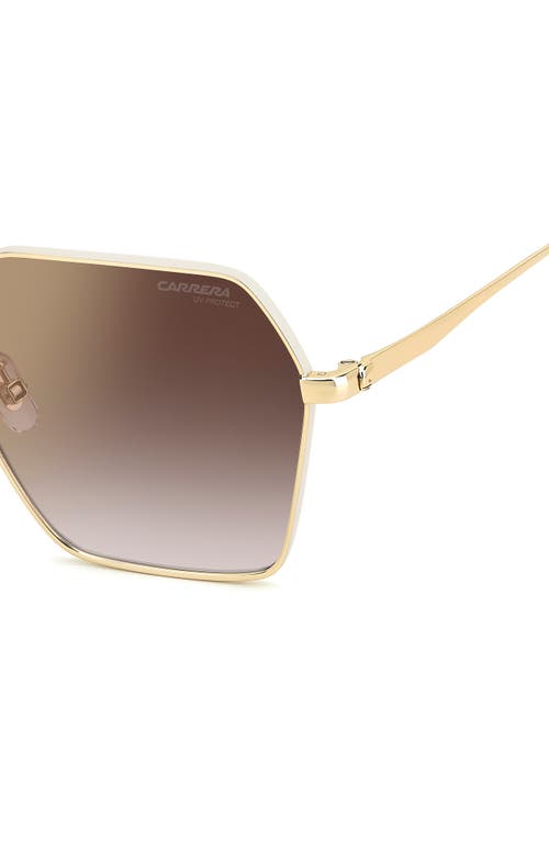 Carrera Eyewear 60mm Gradient Rectangular Sunglasses In Gold Ivory/brown