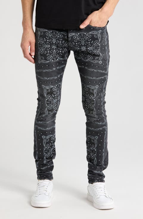 P001 Low Rise Skinny Jeans (Warped Bandana)