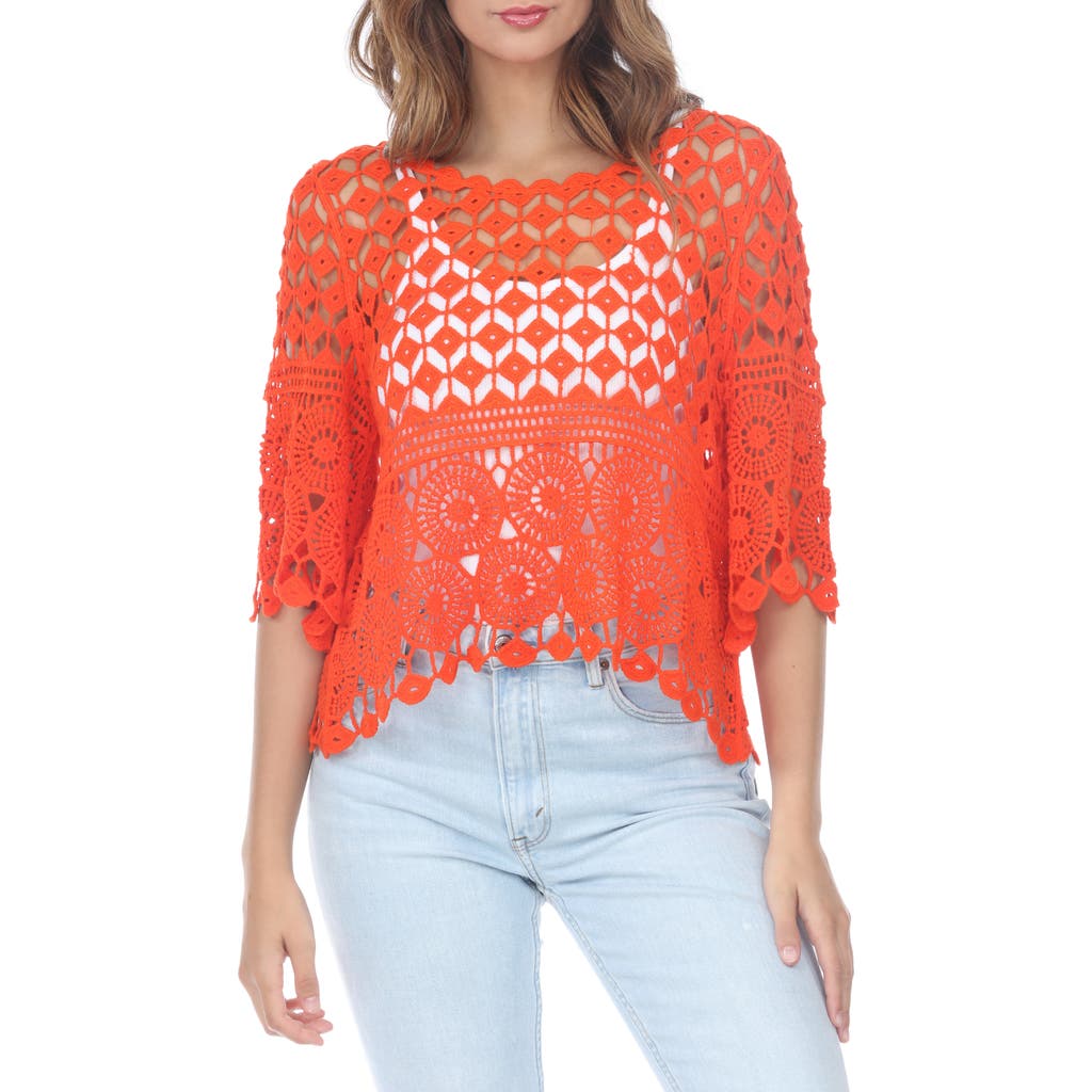 Rain And Rose Crochet Top In Tomato