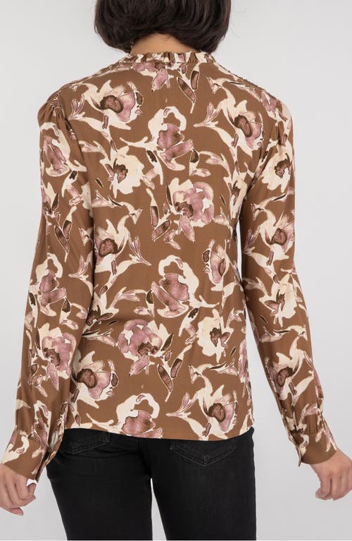 Kut From The Kloth Isley Floral Piped Yoke Button-up Shirt In Brown