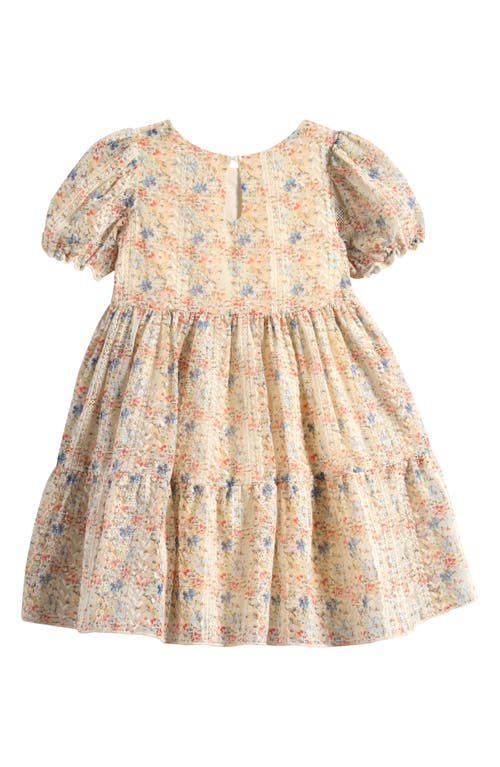 Ava & Yelly Kids' Embroidered Tiered Dress In Ivory Multi