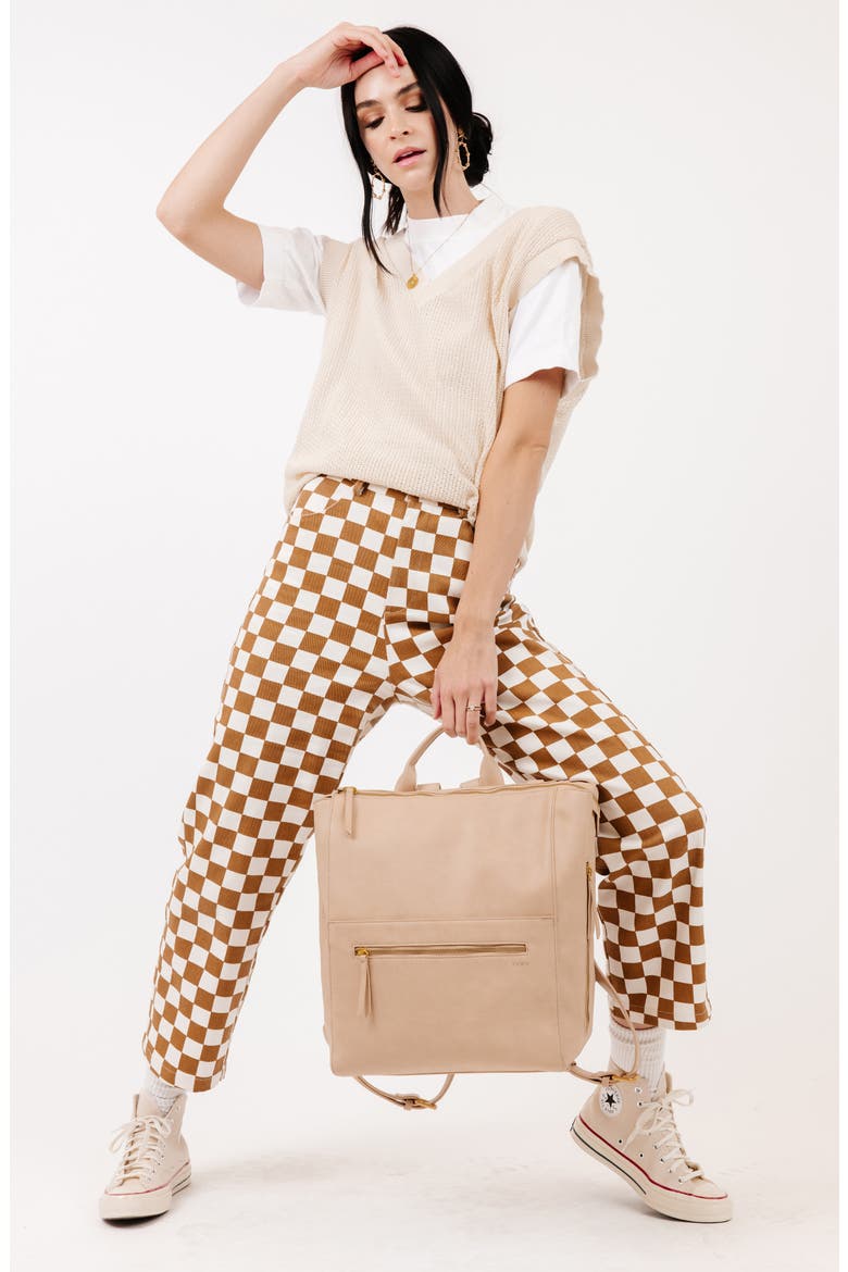 Faux Leather Diaper Bag, Alternate, color, BEIGE