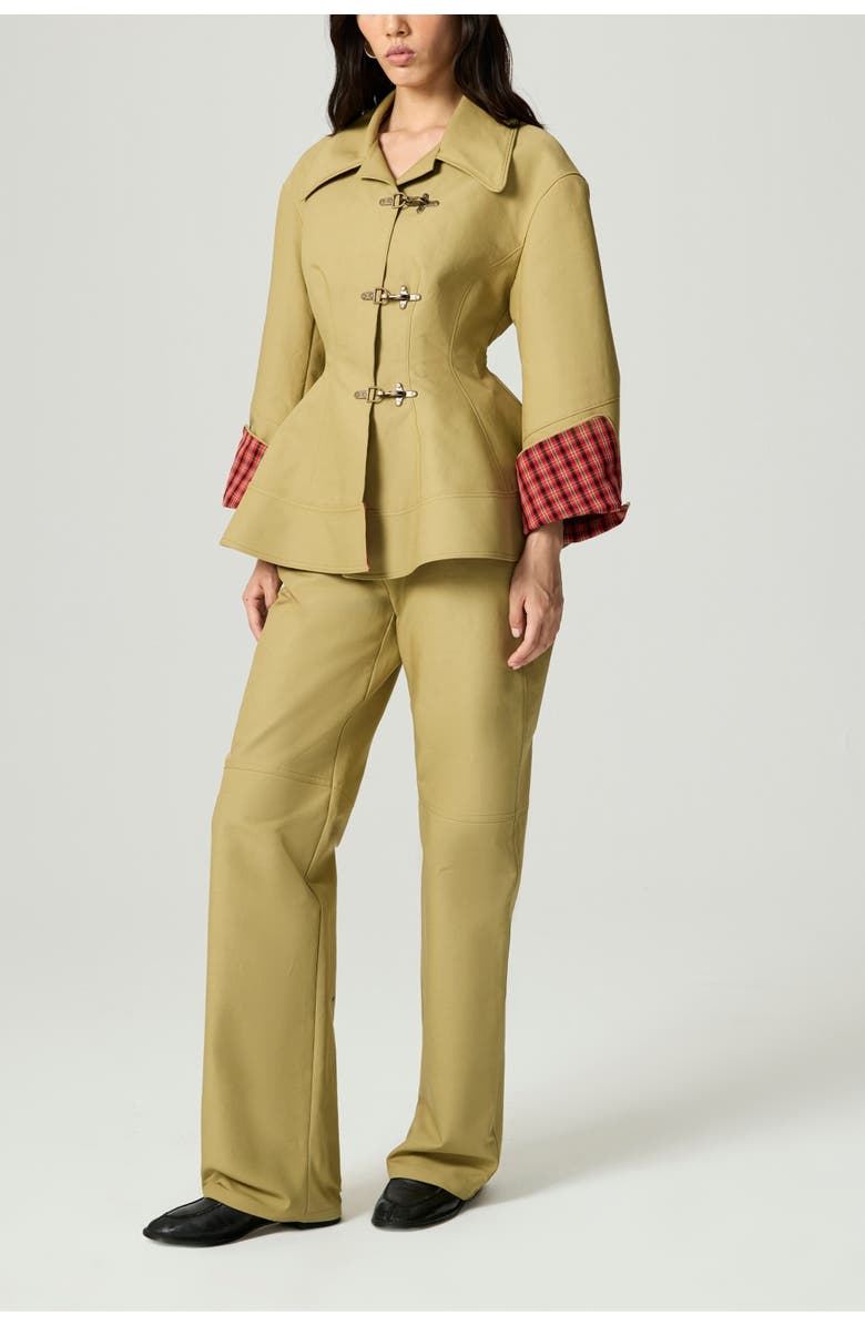 Nocturne Buckle-Front Fitted Jacket, Alternate, color, Olive Green