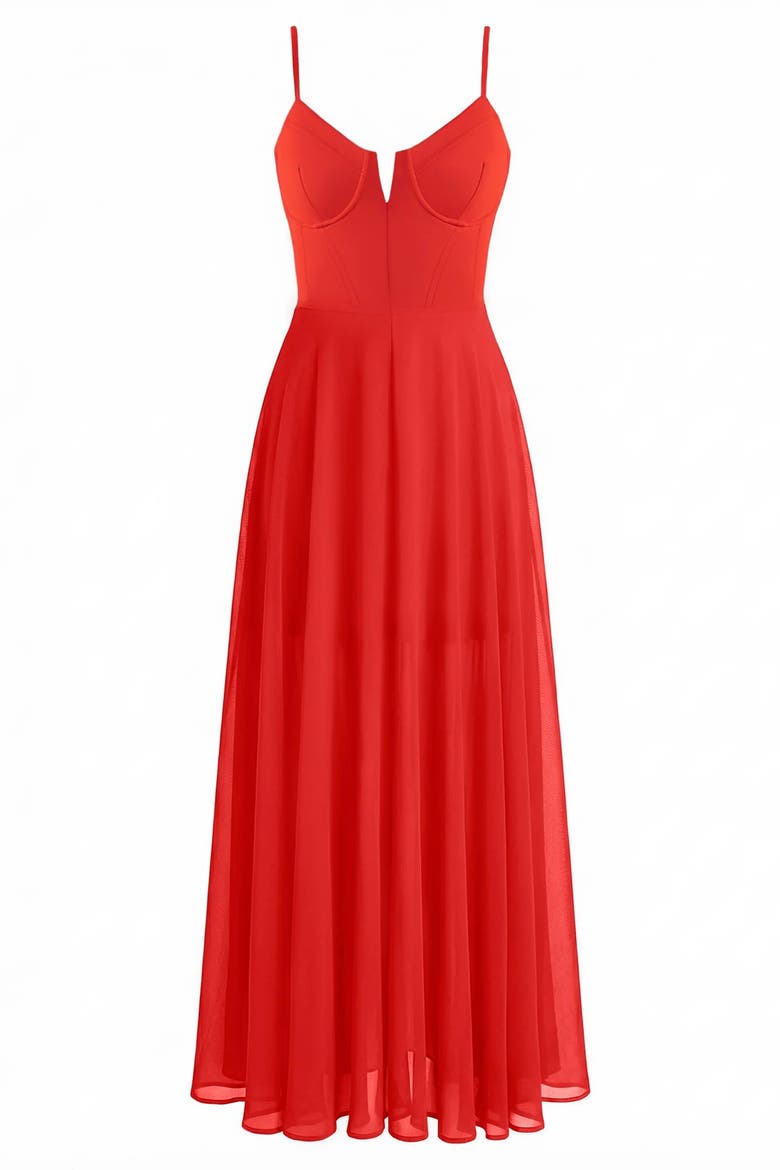 Mega Sculpting V-wire Maxi Dress, Alternate, color, Red