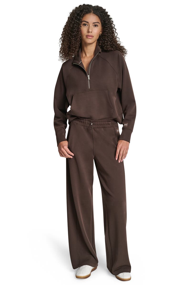 DKNY Highline High Waist Ribbed Pull-On Pants, Alternate, color, Espresso