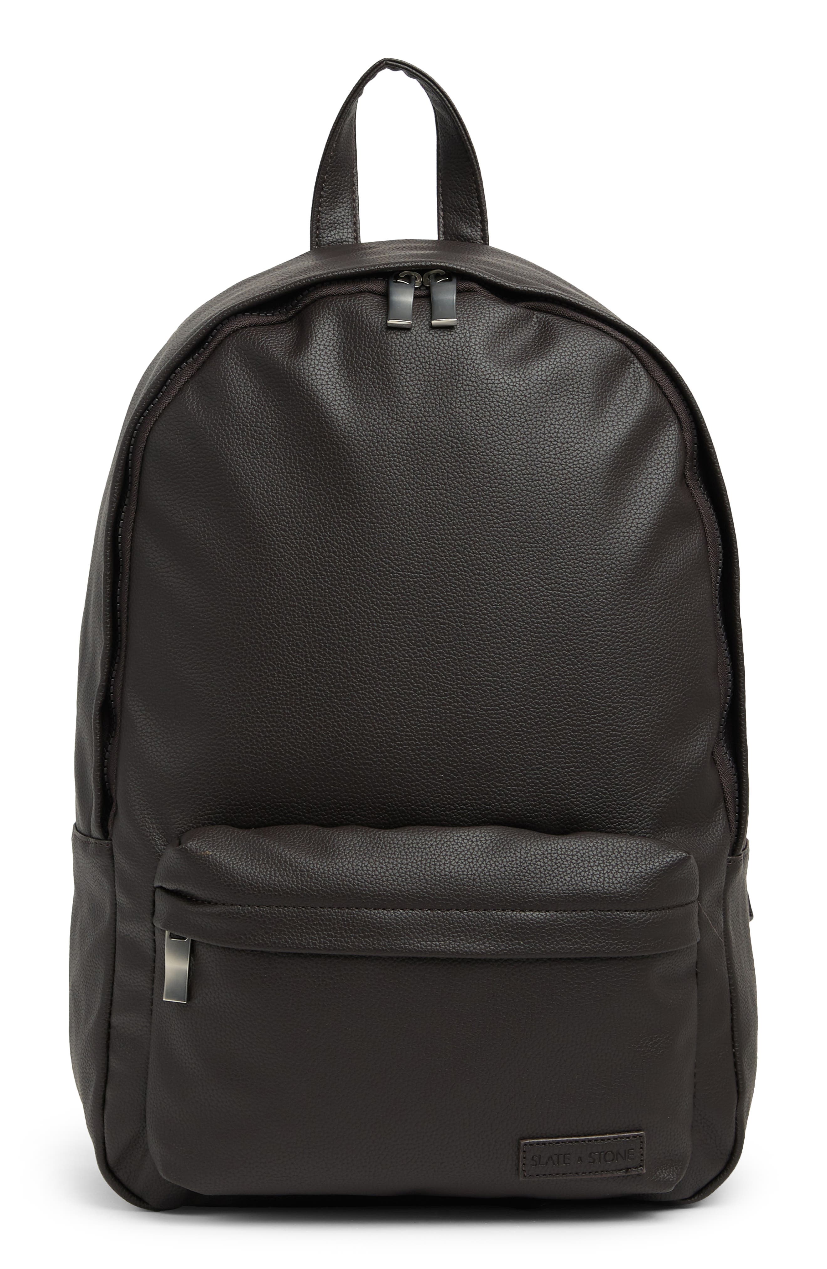 Slate & Stone Faux Leather Backpack, Main, color, 