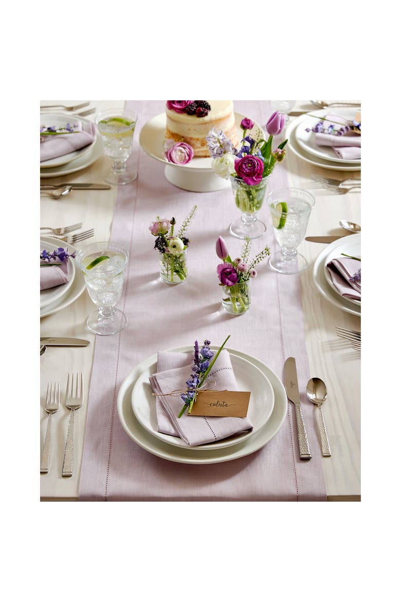 Linen Table Runner - Classic Hemstitch, Alternate, color, Lilac