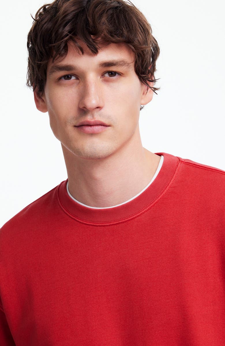 Madewell Brushed Terry Crewneck Sweatshirt, Alternate, color, Crimson Berry